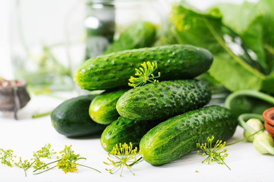 Cucumbers on table